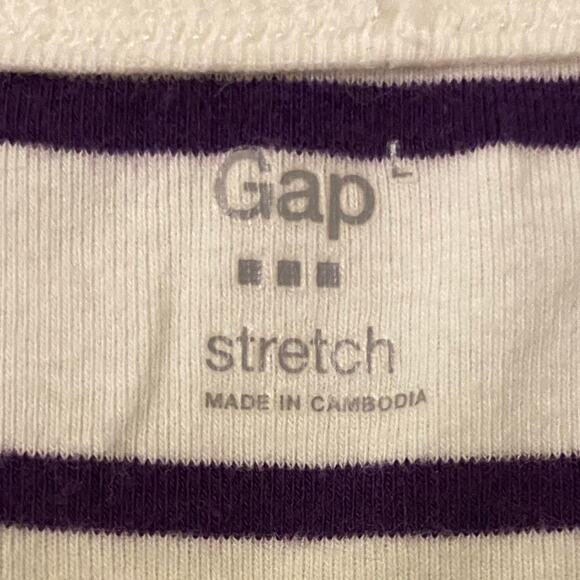 GAP Women's Stretch Striped Tank Top White Purple Sleeveless Casual Size L - Picture 3 of 3